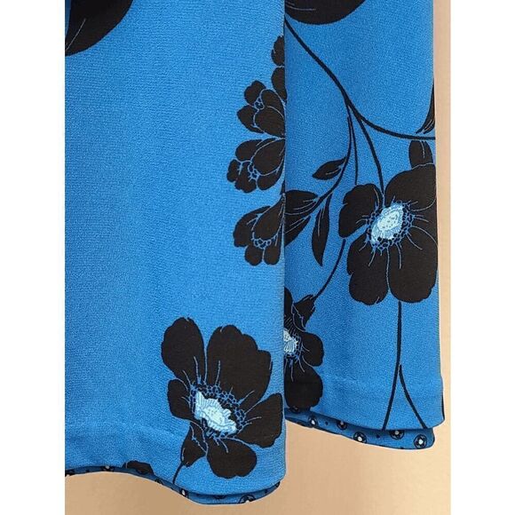 💙 WHITE HOUSE BLACK MARKET Long Sleeve Reversible Blue Matte Jersey Dress M - Picture 11 of 13